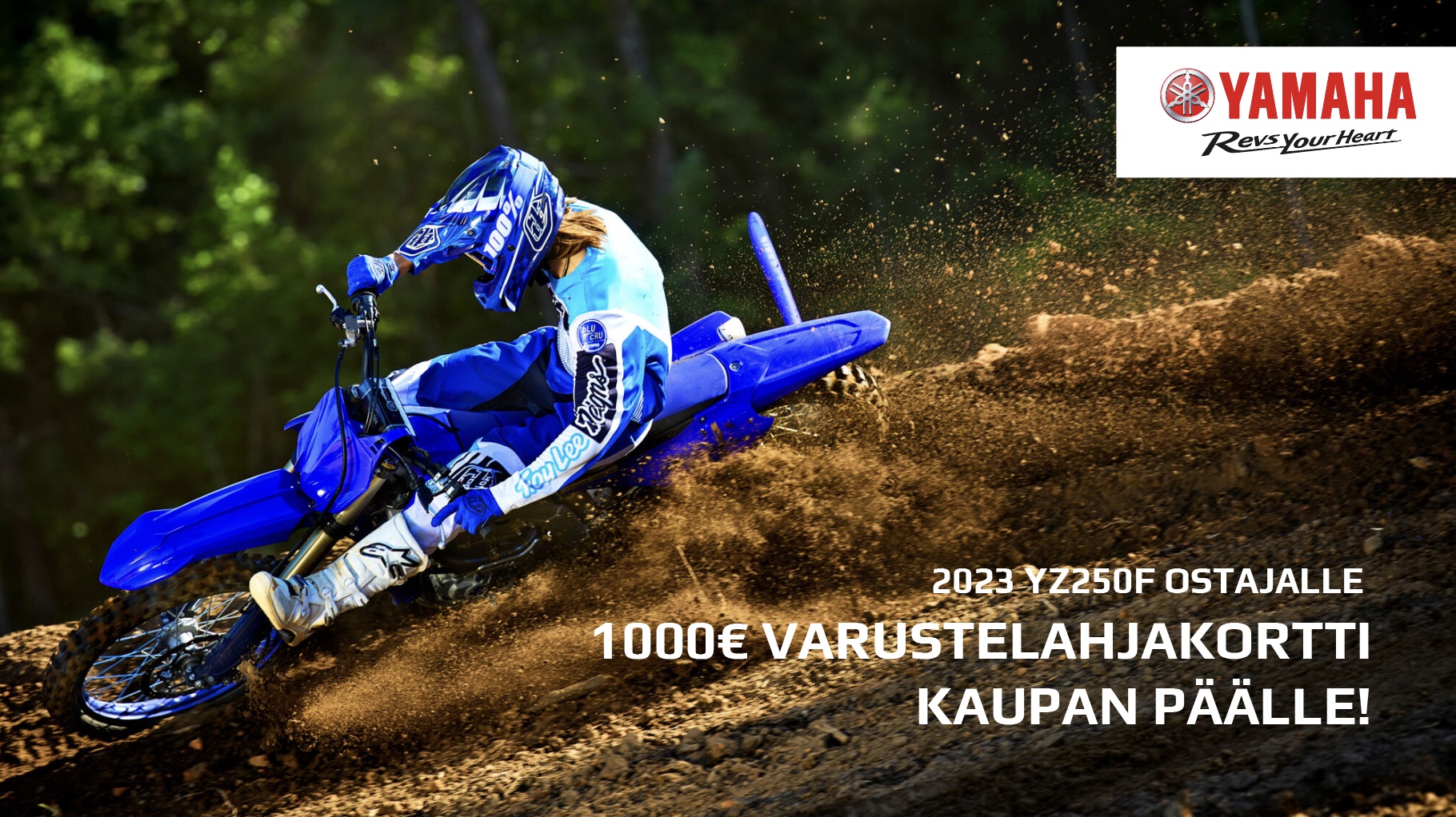 YZ250F kampanja 15.12. asti  - tee kaupat N.Y.T. saat 1000 € varustelahjakortti kaupan päälle!